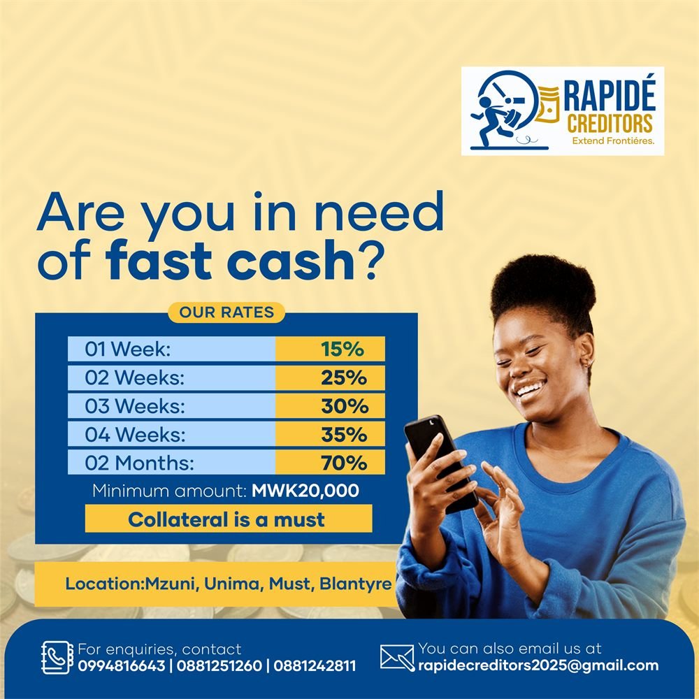 Rapidé Creditors loan rates flyer